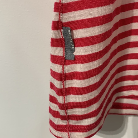 Icebreaker Tech Lite Short Sleeve V Stripe Sz S - Picture 4 of 5